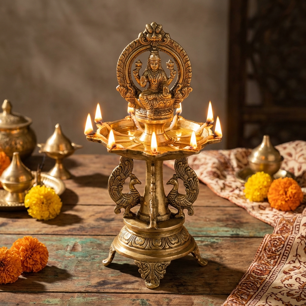 Vintage Brass Oil Lamp