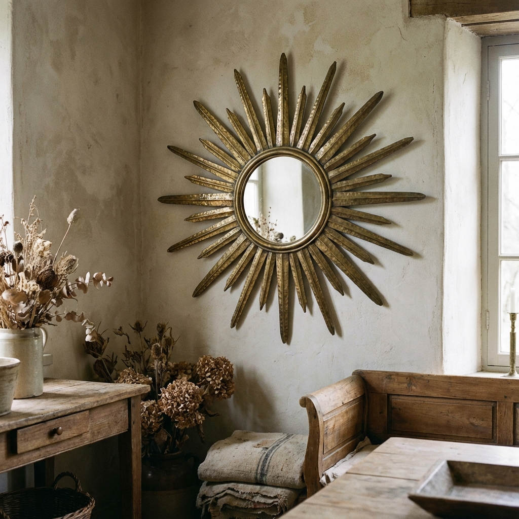 Sunburst Brass Mirror